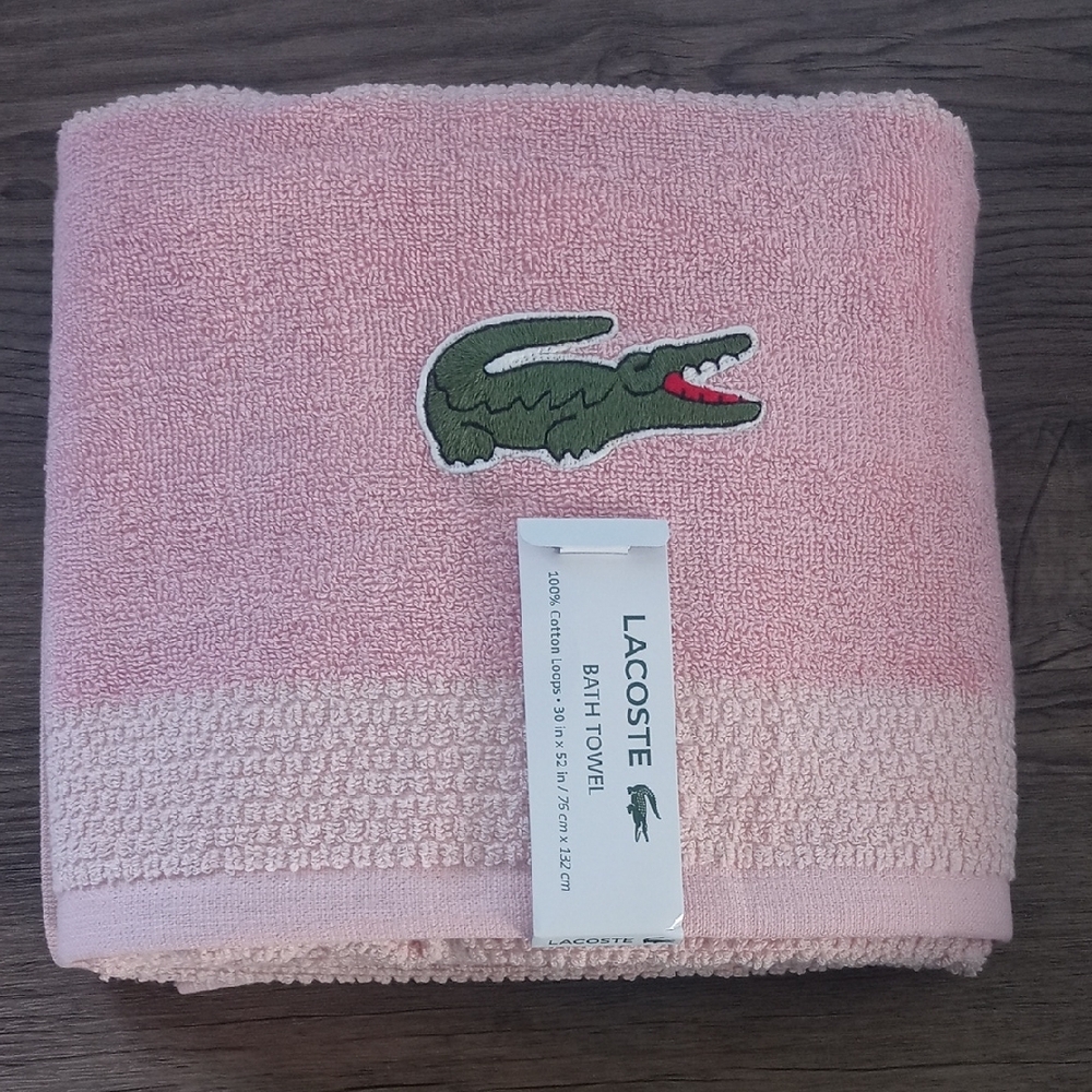 🐊Lacoste Pink Bath Towel with Logo